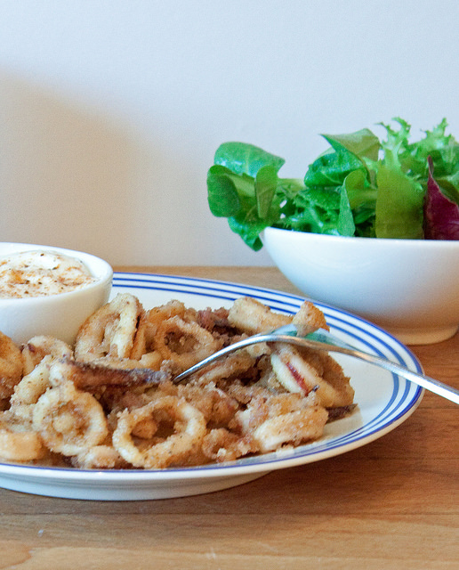 Old Bay Fried Squid with Smokey Aioli 