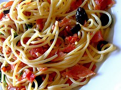 Spaghetti with Prosciutto and Olives
